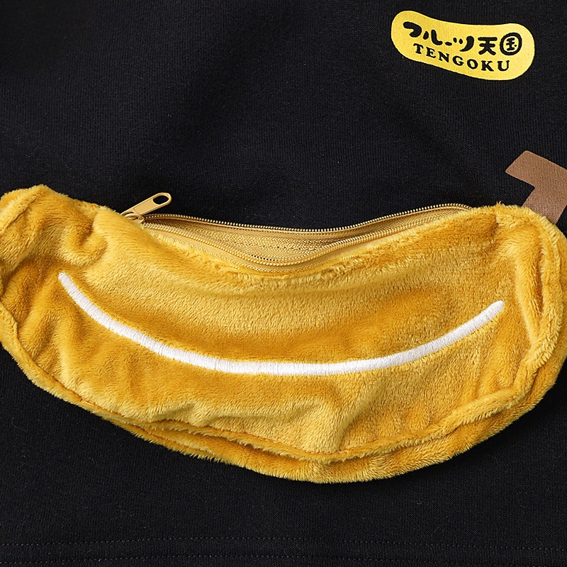 キッズ スウェットトレーナー 長袖 裏起毛 起毛あり フルーツ 立体ポケット ベビー トップス 男の子 女の子【フルーツ天国】 苺 いちご イチゴ バナナ くだもの 果物 可愛い かわいい お揃い ペア カットソー 起毛トリコット 暖かい 防寒 80 90 95 100 110 120 130