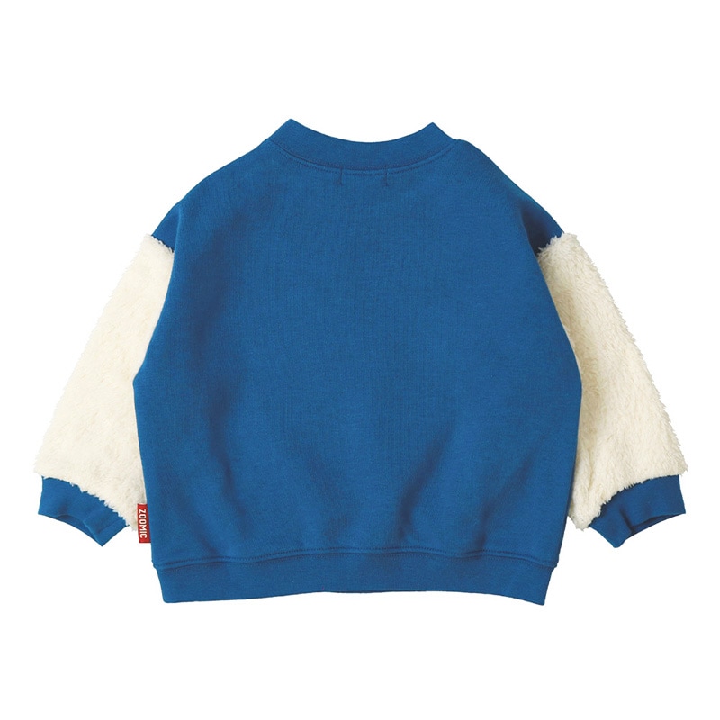 キッズ トレーナー 裏起毛 起毛あり 長袖 スウェット スタジャン プリント 切替 袖リブ アニマル 動物 くま パンダ 男の子 女の子 ( 80-130cm )【 ZOOMIC ズーミック 】 ベビー トップス カットソー パイル 肩ボタン キャラクター 80cm 90cm 95cm 100cm 110cm 120cm 130cm