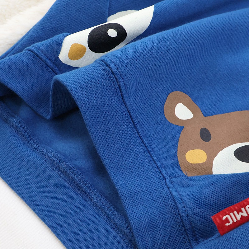 キッズ トレーナー 裏起毛 起毛あり 長袖 スウェット スタジャン プリント 切替 袖リブ アニマル 動物 くま パンダ 男の子 女の子 ( 80-130cm )【 ZOOMIC ズーミック 】 ベビー トップス カットソー パイル 肩ボタン キャラクター 80cm 90cm 95cm 100cm 110cm 120cm 130cm