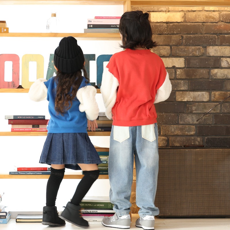 キッズ トレーナー 裏起毛 起毛あり 長袖 スウェット スタジャン プリント 切替 袖リブ アニマル 動物 くま パンダ 男の子 女の子 ( 80-130cm )【 ZOOMIC ズーミック 】 ベビー トップス カットソー パイル 肩ボタン キャラクター 80cm 90cm 95cm 100cm 110cm 120cm 130cm