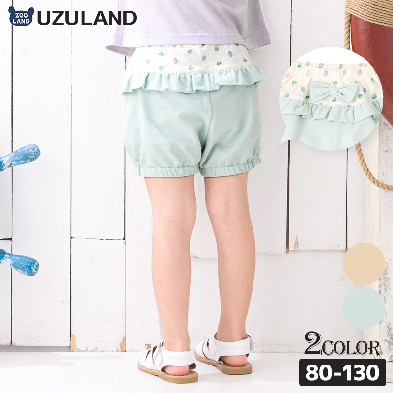 子供服 ボトムス ウズランド 夏 デザイン フルーツ 切替 ショートパンツ(80-130cm)【Uzuland】 子供服 キッズ ベビー 二次加工 切替 ズボン パンツ 夏服 花 フラワー 女の子 ガーリー おしゃれ 可愛い 80cm 90cm 95cm 100cm 110cm 120cm 130cm