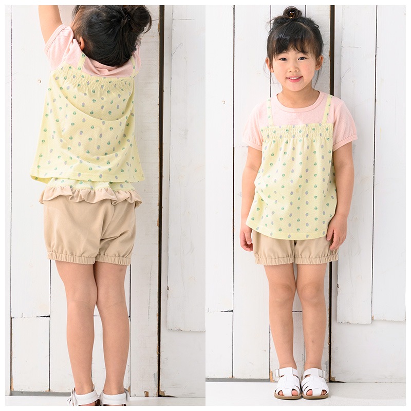 子供服 ボトムス ウズランド 夏 デザイン フルーツ 切替 ショートパンツ(80-130cm)【Uzuland】 子供服 キッズ ベビー 二次加工 切替 ズボン パンツ 夏服 花 フラワー 女の子 ガーリー おしゃれ 可愛い 80cm 90cm 95cm 100cm 110cm 120cm 130cm