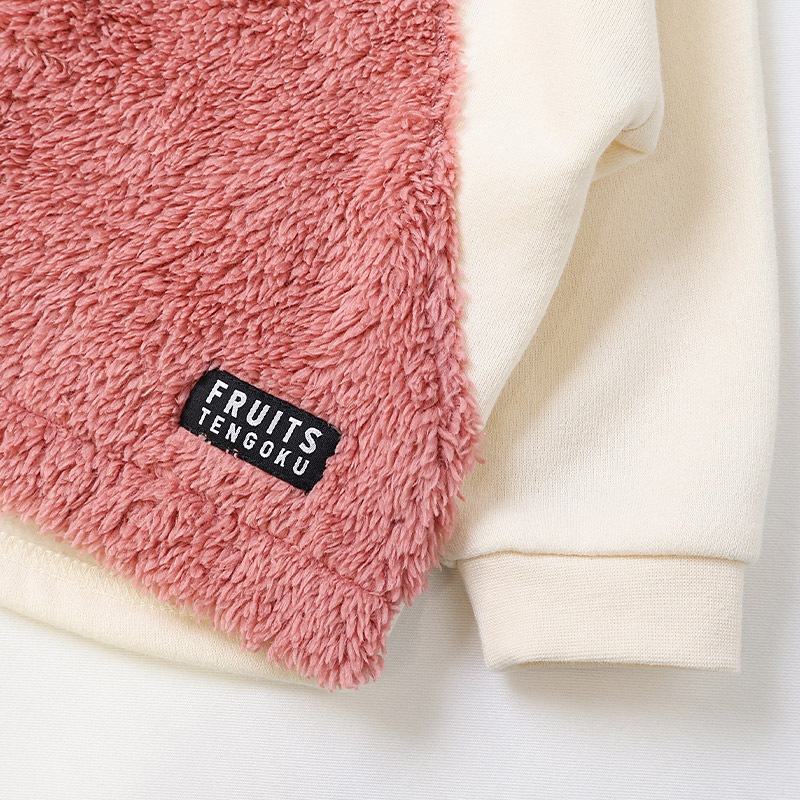 キッズ スウェットトレーナー 長袖 裏起毛 起毛あり オーバーオール風 ベビー トップス 男の子 女の子【フルーツ天国】 苺 いちご イチゴ りんご 林檎 メロン ラフランス 洋梨 フルーツ くだもの 果物 かわいい マイクロファイバー フリース 80 90 95 100 110 120 130