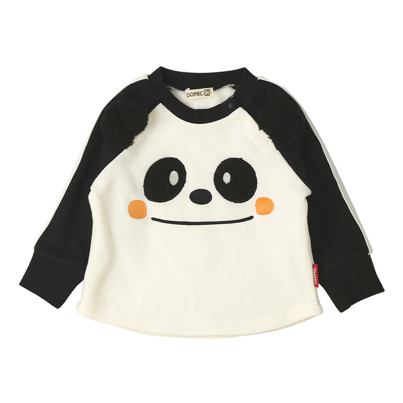 キッズ トレーナー 耳付き 裏起毛 起毛あり 長袖 スウェット プリント 切替 袖リブ アニマル 動物 くま クマ パンダ 男の子 女の子 ( 80-130cm )【 ZOOMIC ズーミック 】 ベビー トップス カットソー パイル 肩ボタン キャラクター 80cm 90cm 95cm 100cm 110cm 120cm 130cm