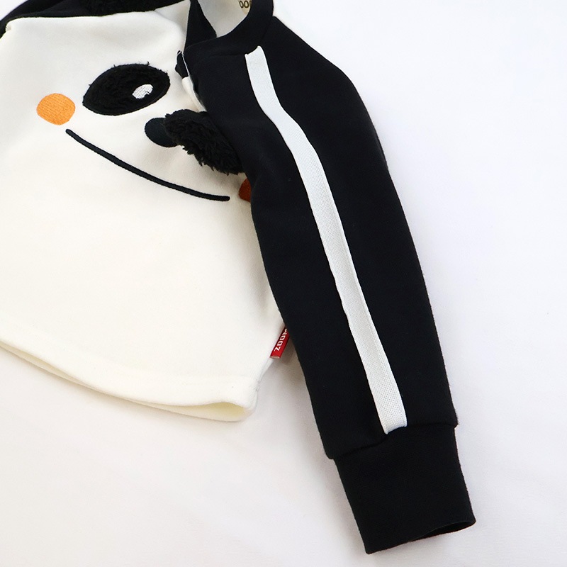 キッズ トレーナー 耳付き 裏起毛 起毛あり 長袖 スウェット プリント 切替 袖リブ アニマル 動物 くま クマ パンダ 男の子 女の子 ( 80-130cm )【 ZOOMIC ズーミック 】 ベビー トップス カットソー パイル 肩ボタン キャラクター 80cm 90cm 95cm 100cm 110cm 120cm 130cm