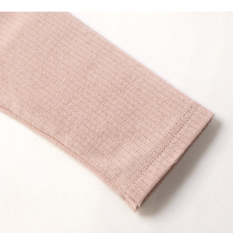 ガールズ ロンT チェック柄 長袖 Tシャツ ミニ裏毛 テレコ トップス チャーム付き 女の子 キッズ ベビー ( 80-130cm )【 UZULAND ウズランド 】 カットソー チュニック ブラウス 重ね着風 くすみカラー ピンク アイボリー 秋物 80cm 90cm 95cm 100cm 110cm 120cm 130cm