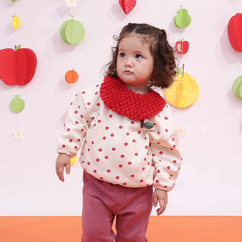 キッズ スウェットトレーナー 長袖 裏起毛 起毛あり フルーツ 襟付き 総柄 ベビー トップス 男の子 女の子【フルーツ天国】 林檎 リンゴ りんご メロン くだもの 果物 かわいい お揃い ペア カットソー 起毛トリコット フリース 暖かい 防寒 80 90 95 100 110 120 130