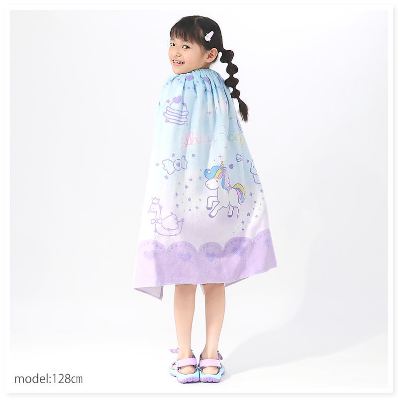 【 送料無料 】 ラップタオル 女の子 80cm 綿100％ ネームタグ付 巻きタオル まきタオル 水着用品 プールタオル ユニコーン ドルフィン イルカ ハート レモン アニマル フルーツ スイカ キッズ 子供 着替え お風呂 スイミング 海水浴 夏 水遊び お名前タグ 可愛い