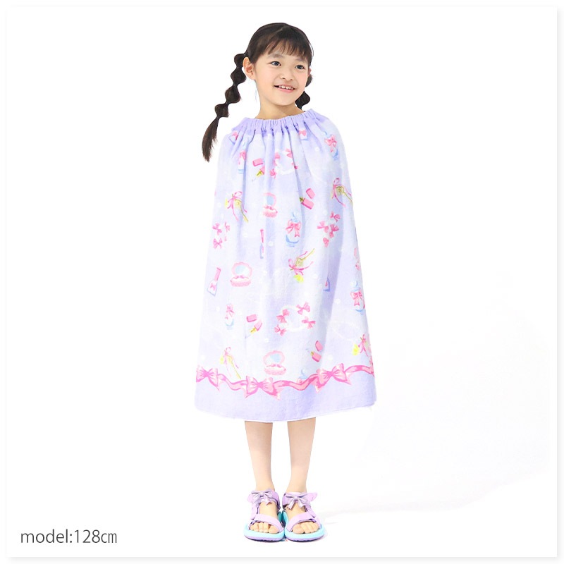 送料無料 】 ラップタオル 女の子 80cm 綿100％ ネームタグ付 巻き