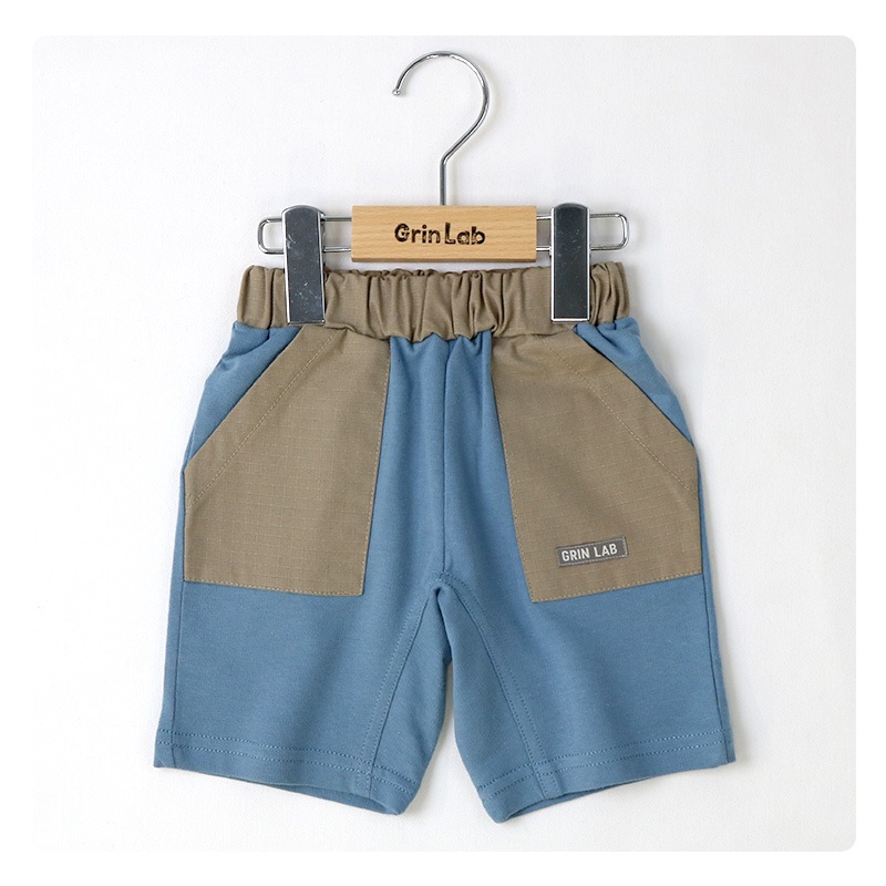 キッズ ボトムス 男の子 ハーフパンツ ミニ裏毛 ポケット ( 80-130cm ) 【 GrinLab グリンラボ 】 5分丈 半ズボン 子供服 ズボン ベビー服 シンプル ワンポイント カジュアル 80cm 90cm 95cm 100cm 110cm 120cm 130cm
