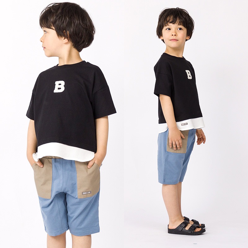 キッズ ボトムス 男の子 ハーフパンツ ミニ裏毛 ポケット ( 80-130cm ) 【 GrinLab グリンラボ 】 5分丈 半ズボン 子供服 ズボン ベビー服 シンプル ワンポイント カジュアル 80cm 90cm 95cm 100cm 110cm 120cm 130cm