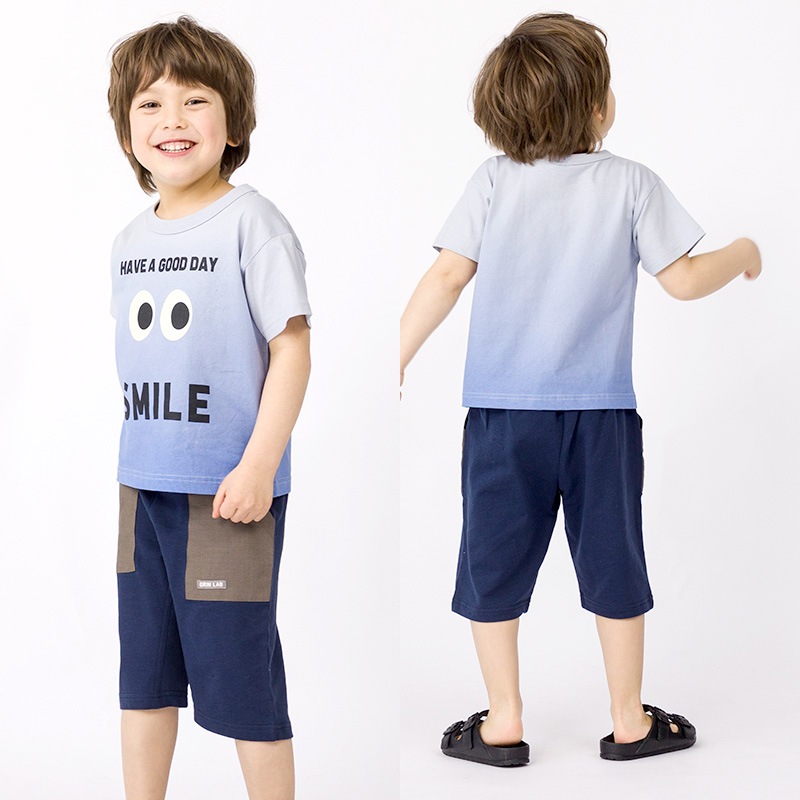 キッズ ボトムス 男の子 ハーフパンツ ミニ裏毛 ポケット ( 80-130cm ) 【 GrinLab グリンラボ 】 5分丈 半ズボン 子供服 ズボン ベビー服 シンプル ワンポイント カジュアル 80cm 90cm 95cm 100cm 110cm 120cm 130cm