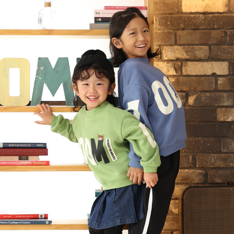 キッズ プリント トレーナー 裏起毛 起毛あり 長袖 スウェット ロゴ ビッグ 袖リブ アニマル 動物 くま パンダ 男の子 女の子 ( 80-130cm )【 ZOOMIC ズーミック 】 ベビー トップス カットソー パイル 丸首 肩ボタン キャラクター 80cm 90cm 95cm 100cm 110cm 120cm 130cm