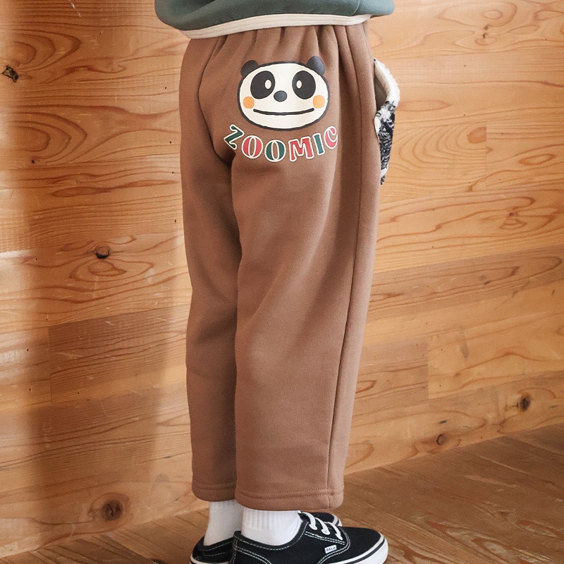 キッズ 10分丈パンツ スウェットパンツ 裏起毛 ポケット チェックボア クリスマスカラー 男の子 女の子 アニマル 動物 くま パンダ 【ZOOMIC ズーミック】 ベビー ストレッチ ズボン ボトムス 伸縮 ウエストゴム キャラ 80 90 95 100 110 120 130 ギフト プレゼント