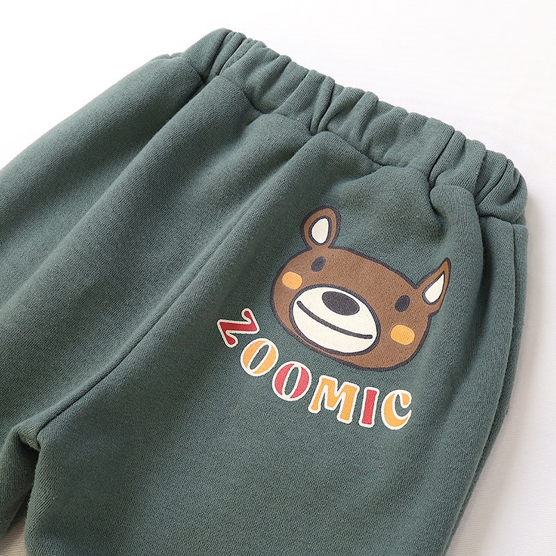 キッズ 10分丈パンツ スウェットパンツ 裏起毛 ポケット チェックボア クリスマスカラー 男の子 女の子 アニマル 動物 くま パンダ 【ZOOMIC ズーミック】 ベビー ストレッチ ズボン ボトムス 伸縮 ウエストゴム キャラ 80 90 95 100 110 120 130 ギフト プレゼント