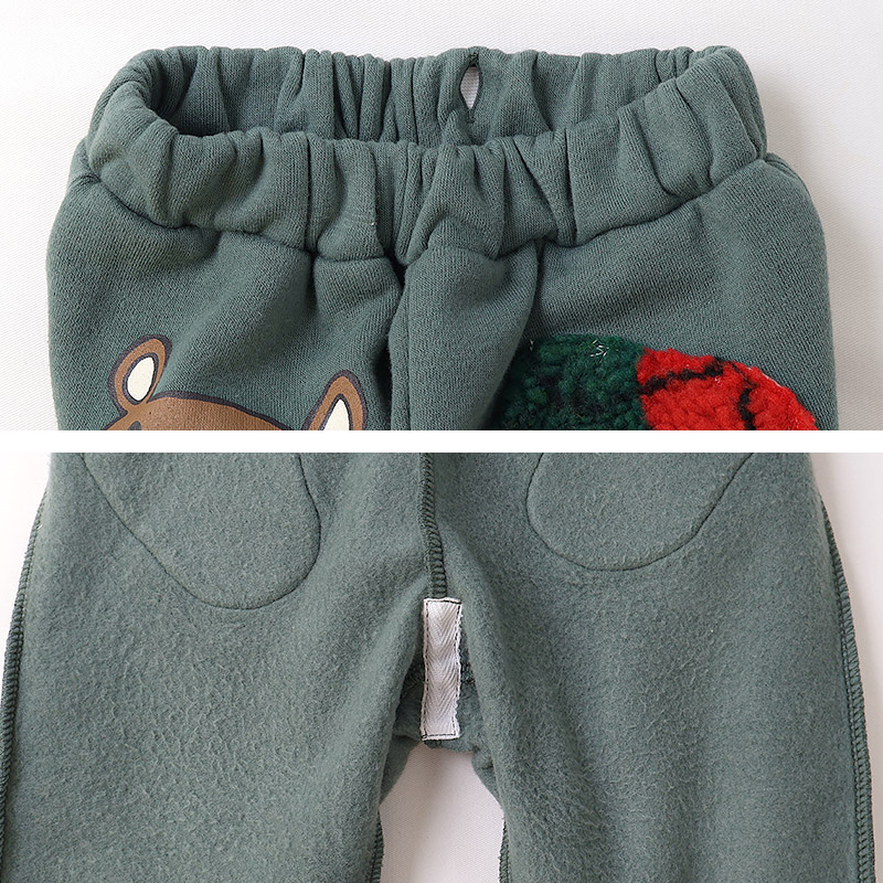 キッズ 10分丈パンツ スウェットパンツ 裏起毛 ポケット チェックボア クリスマスカラー 男の子 女の子 アニマル 動物 くま パンダ 【ZOOMIC ズーミック】 ベビー ストレッチ ズボン ボトムス 伸縮 ウエストゴム キャラ 80 90 95 100 110 120 130 ギフト プレゼント