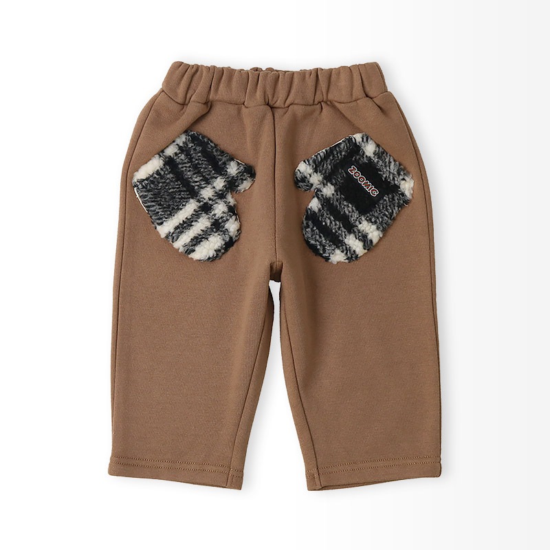 キッズ 10分丈パンツ スウェットパンツ 裏起毛 ポケット チェックボア クリスマスカラー 男の子 女の子 アニマル 動物 くま パンダ 【ZOOMIC ズーミック】 ベビー ストレッチ ズボン ボトムス 伸縮 ウエストゴム キャラ 80 90 95 100 110 120 130 ギフト プレゼント