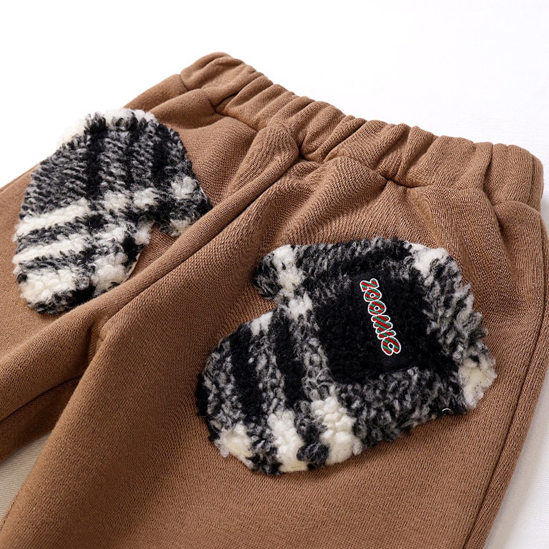 キッズ 10分丈パンツ スウェットパンツ 裏起毛 ポケット チェックボア クリスマスカラー 男の子 女の子 アニマル 動物 くま パンダ 【ZOOMIC ズーミック】 ベビー ストレッチ ズボン ボトムス 伸縮 ウエストゴム キャラ 80 90 95 100 110 120 130 ギフト プレゼント