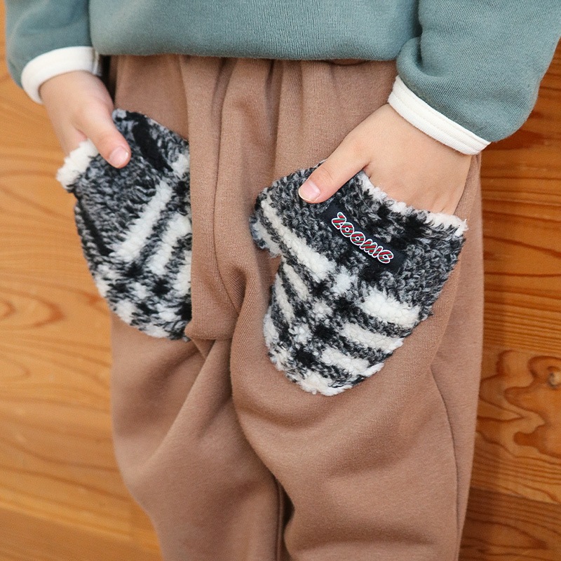 キッズ 10分丈パンツ スウェットパンツ 裏起毛 ポケット チェックボア クリスマスカラー 男の子 女の子 アニマル 動物 くま パンダ 【ZOOMIC ズーミック】 ベビー ストレッチ ズボン ボトムス 伸縮 ウエストゴム キャラ 80 90 95 100 110 120 130 ギフト プレゼント