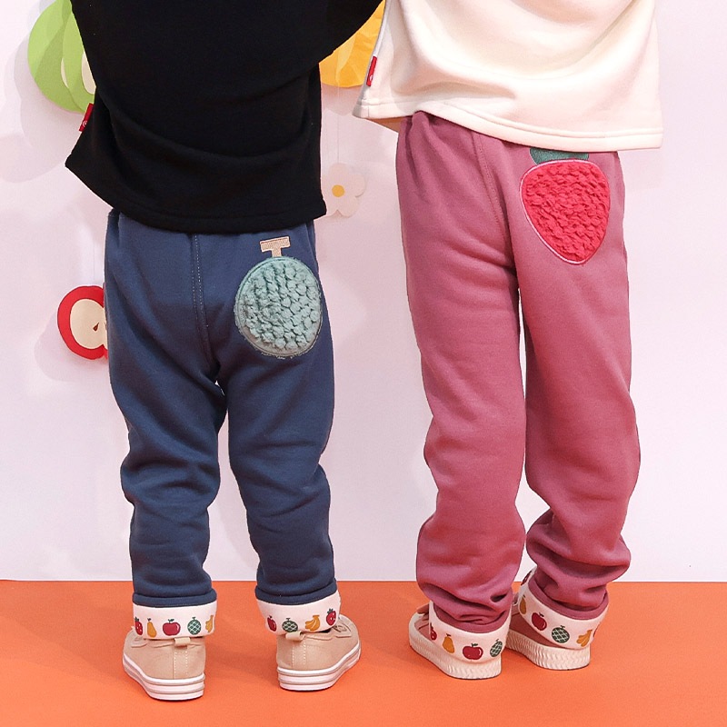 キッズ 10分丈パンツ スウェットパンツ 裏起毛 フルーツ アップリケ フリース 男の子 女の子 【フルーツ天国】 ベビー ストレッチ ズボン ボトムス メロン 苺 いちご イチゴ くだもの 果物 裾折り返し 伸縮 ウエストゴム 80 90 95 100 110 120 130