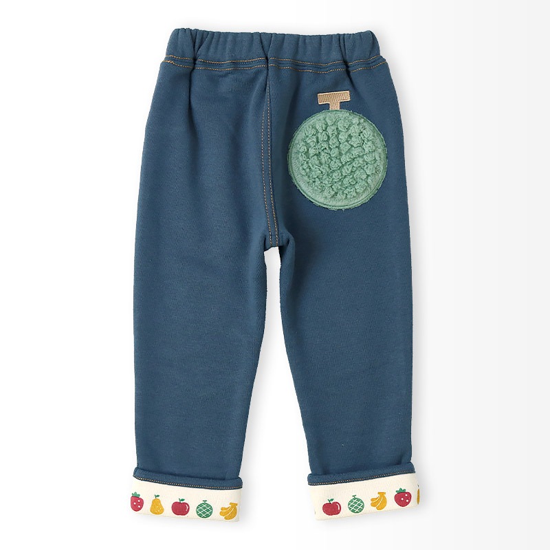 キッズ 10分丈パンツ スウェットパンツ 裏起毛 フルーツ アップリケ フリース 男の子 女の子 【フルーツ天国】 ベビー ストレッチ ズボン ボトムス メロン 苺 いちご イチゴ くだもの 果物 裾折り返し 伸縮 ウエストゴム 80 90 95 100 110 120 130