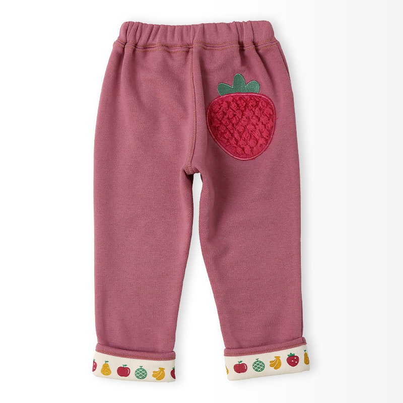キッズ 10分丈パンツ スウェットパンツ 裏起毛 フルーツ アップリケ フリース 男の子 女の子 【フルーツ天国】 ベビー ストレッチ ズボン ボトムス メロン 苺 いちご イチゴ くだもの 果物 裾折り返し 伸縮 ウエストゴム 80 90 95 100 110 120 130