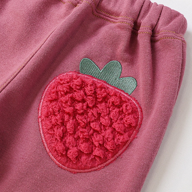 キッズ 10分丈パンツ スウェットパンツ 裏起毛 フルーツ アップリケ フリース 男の子 女の子 【フルーツ天国】 ベビー ストレッチ ズボン ボトムス メロン 苺 いちご イチゴ くだもの 果物 裾折り返し 伸縮 ウエストゴム 80 90 95 100 110 120 130
