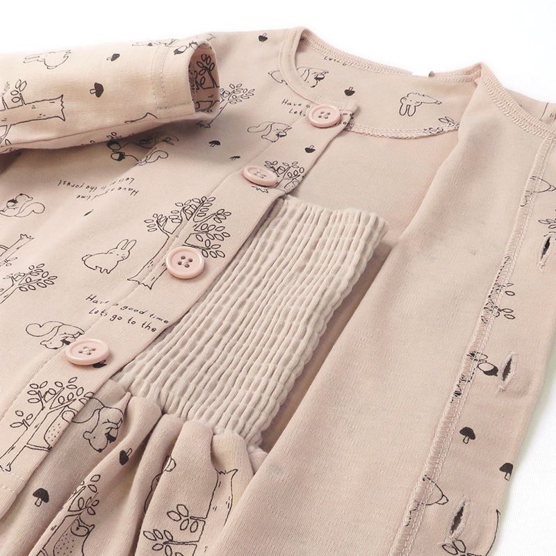 キッズ パジャマ 長袖 女の子 腹巻付き ルームウェア 前開き スムース 総柄 花 動物 プリント (80-130cm)  子供パジャマ 長袖パジャマ 子供 上下セット ベビー 動物 アニマル 猫 ねこ くま クマ フラワー 春 秋 冬 80cm 90cm 95cm 100cm 110cm 120cm 130cm