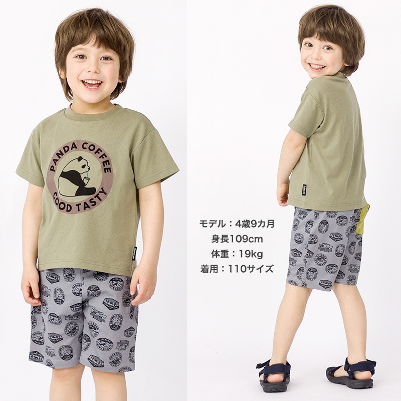 キッズ ボトムス 男の子 ハーフパンツ 総柄 ポケット ( 80-130cm