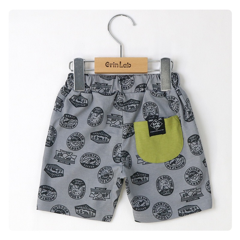 キッズ ボトムス 男の子 ハーフパンツ 総柄 ポケット ( 80-130cm ) 【 GrinLab グリンラボ 】 半ズボン 子供服 ズボン ベビー服 80cm 90cm 95cm 100cm 110cm 120cm 130cm