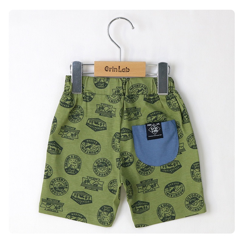 キッズ ボトムス 男の子 ハーフパンツ 総柄 ポケット ( 80-130cm ) 【 GrinLab グリンラボ 】 半ズボン 子供服 ズボン ベビー服 80cm 90cm 95cm 100cm 110cm 120cm 130cm