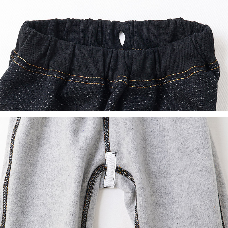 キッズ 10分丈パンツ ニットデニム 裏起毛 フルーツ 裾ボア切替 男の子 女の子 【フルーツ天国】 ベビー ストレッチ ズボン ボトムス ポケット付き 林檎 りんご リンゴ くだもの 果物 裾折り返し 伸縮 ウエストゴム マイクロファイバー フリース 80 90 95 100 110 120 130