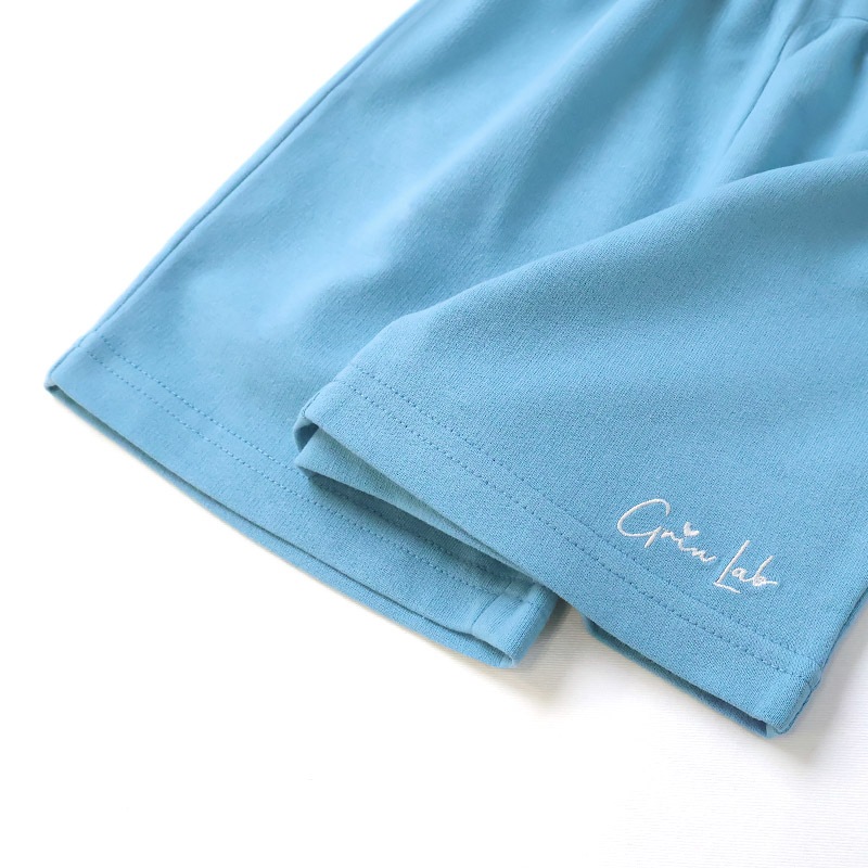 キッズ 5分丈パンツ ハーフパンツ 女の子 イージーパンツ 【GrinLab グリンラボ】 ベビー ストレッチ ズボン ボトムス 短パン 涼しい ミニ裏毛 ハート型 ポケット かわいい 可愛い ブルー ラベンダー 伸縮 ウエストゴム 女児 80 90 95 100 110 120 130