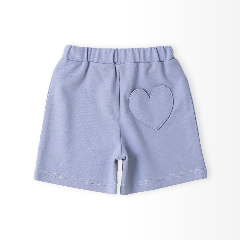 キッズ 5分丈パンツ ハーフパンツ 女の子 イージーパンツ 【GrinLab グリンラボ】 ベビー ストレッチ ズボン ボトムス 短パン 涼しい ミニ裏毛 ハート型 ポケット かわいい 可愛い ブルー ラベンダー 伸縮 ウエストゴム 女児 80 90 95 100 110 120 130