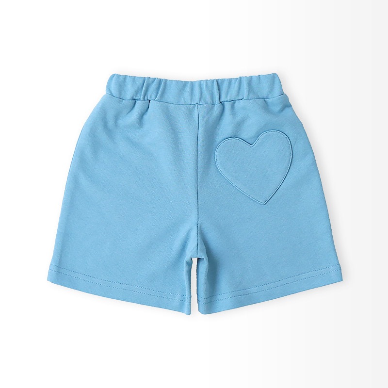 キッズ 5分丈パンツ ハーフパンツ 女の子 イージーパンツ 【GrinLab グリンラボ】 ベビー ストレッチ ズボン ボトムス 短パン 涼しい ミニ裏毛 ハート型 ポケット かわいい 可愛い ブルー ラベンダー 伸縮 ウエストゴム 女児 80 90 95 100 110 120 130