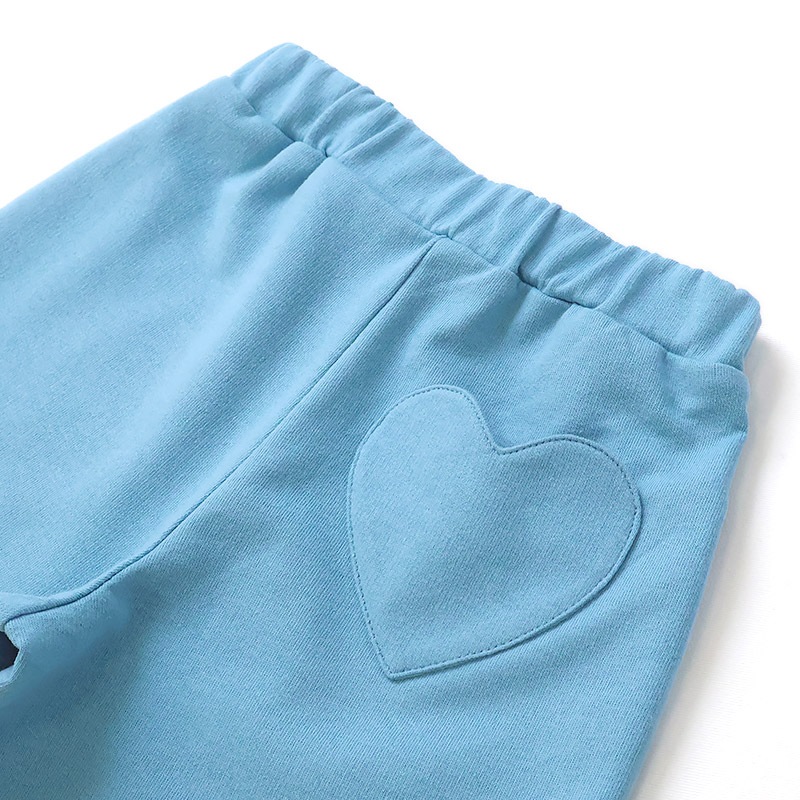 キッズ 5分丈パンツ ハーフパンツ 女の子 イージーパンツ 【GrinLab グリンラボ】 ベビー ストレッチ ズボン ボトムス 短パン 涼しい ミニ裏毛 ハート型 ポケット かわいい 可愛い ブルー ラベンダー 伸縮 ウエストゴム 女児 80 90 95 100 110 120 130