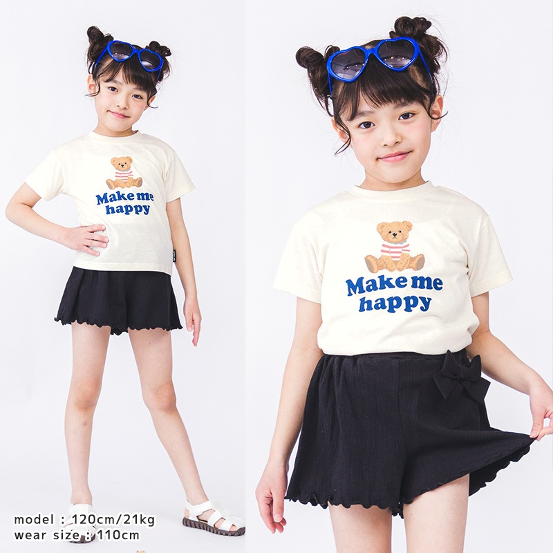 キッズ ボトムス 女の子 ショートパンツ リボン ポケット ( 80-130cm ) 【 GrinLab グリンラボ 】 ガールズ ハーフパンツ 半ズボン 子供服 ズボン ベビー服 80cm 90cm 95cm 100cm 110cm 120cm 130cm