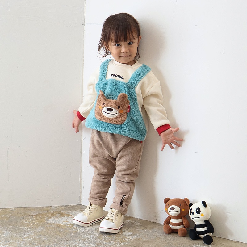 アニマルポケット付きオーバーオール風トレーナー【ZOOMICズーミック】