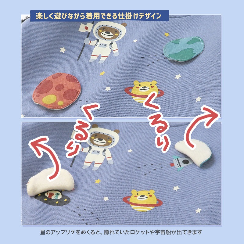 子供服 トレーナー 裏起毛 キッズ 宇宙 くま パンダ ( 80-130cm )【 ZOOMIC ズーミック 】 男の子 どうぶつ ゆったり ワイド おしゃれ 冬服 80cm 90cm 95cm 100cm 110cm 120cm 130cm 