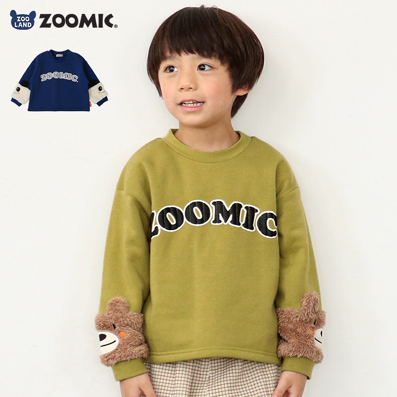 袖アニマル発砲ロゴプリントトレーナー【ZOOMICズーミック】