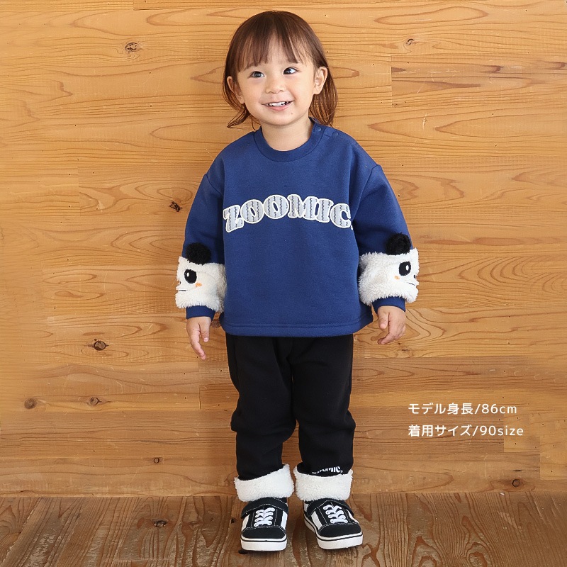 袖アニマル発砲ロゴプリントトレーナー【ZOOMICズーミック】