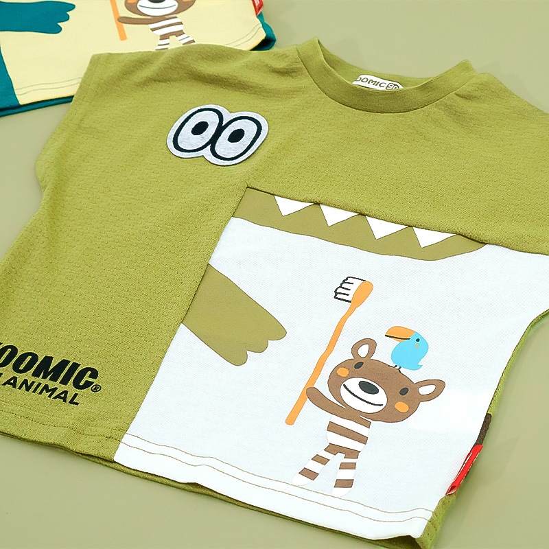 ワニさんモチーフ切替Tシャツ【ZOOMICズーミック】