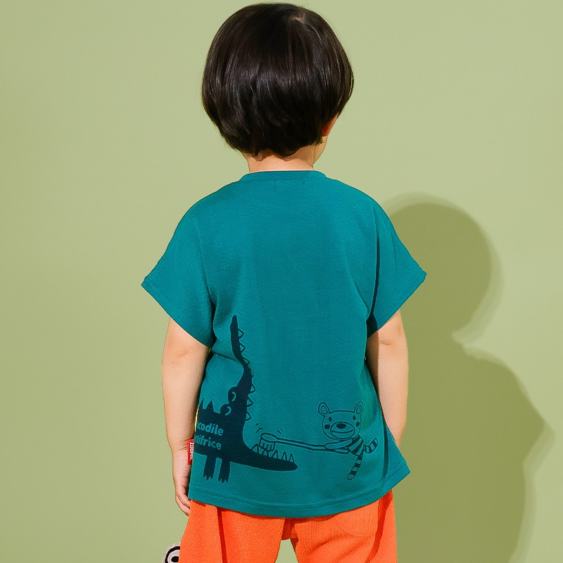 ワニさんモチーフ切替Tシャツ【ZOOMICズーミック】