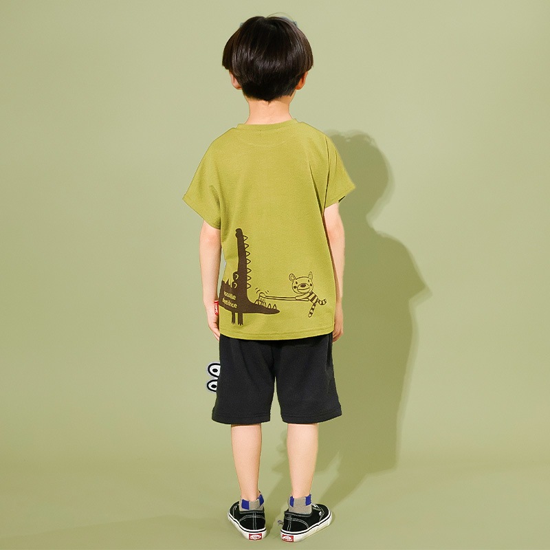 ワニさんモチーフ切替Tシャツ【ZOOMICズーミック】