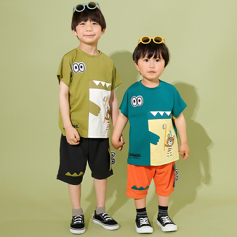 ワニさんモチーフ切替Tシャツ【ZOOMICズーミック】