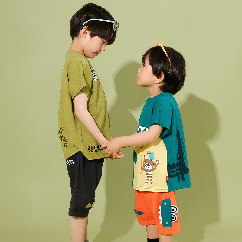 ワニさんモチーフ切替Tシャツ【ZOOMICズーミック】