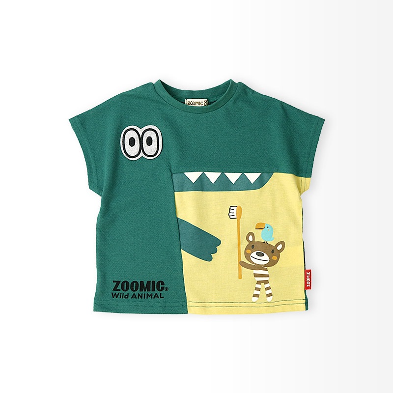 ワニさんモチーフ切替Tシャツ【ZOOMICズーミック】