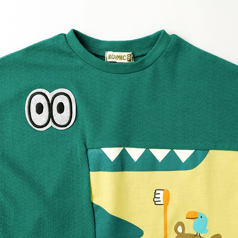 ワニさんモチーフ切替Tシャツ【ZOOMICズーミック】