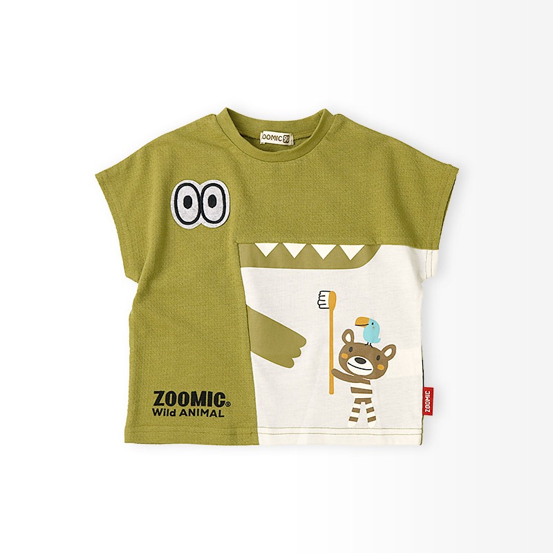 ワニさんモチーフ切替Tシャツ【ZOOMICズーミック】