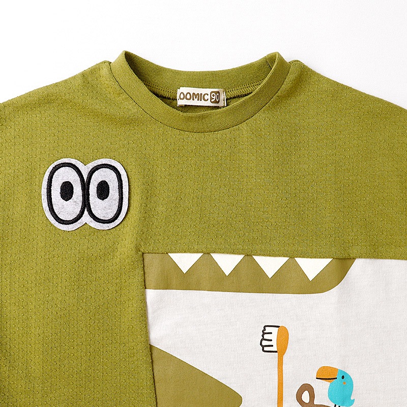 ワニさんモチーフ切替Tシャツ【ZOOMICズーミック】